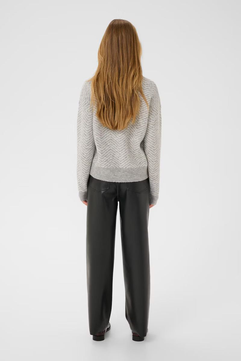 Grey & Ivory Round Neck Long Sleeve Jumper