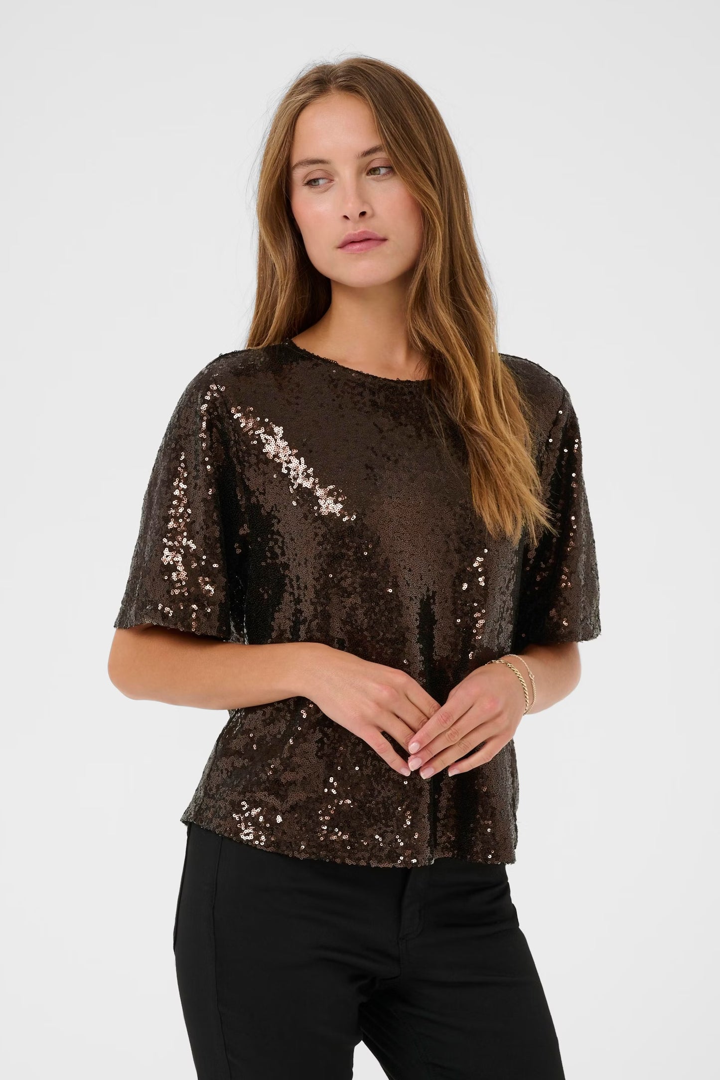 KAmiranda  Sequin Blouse - Black Coffee