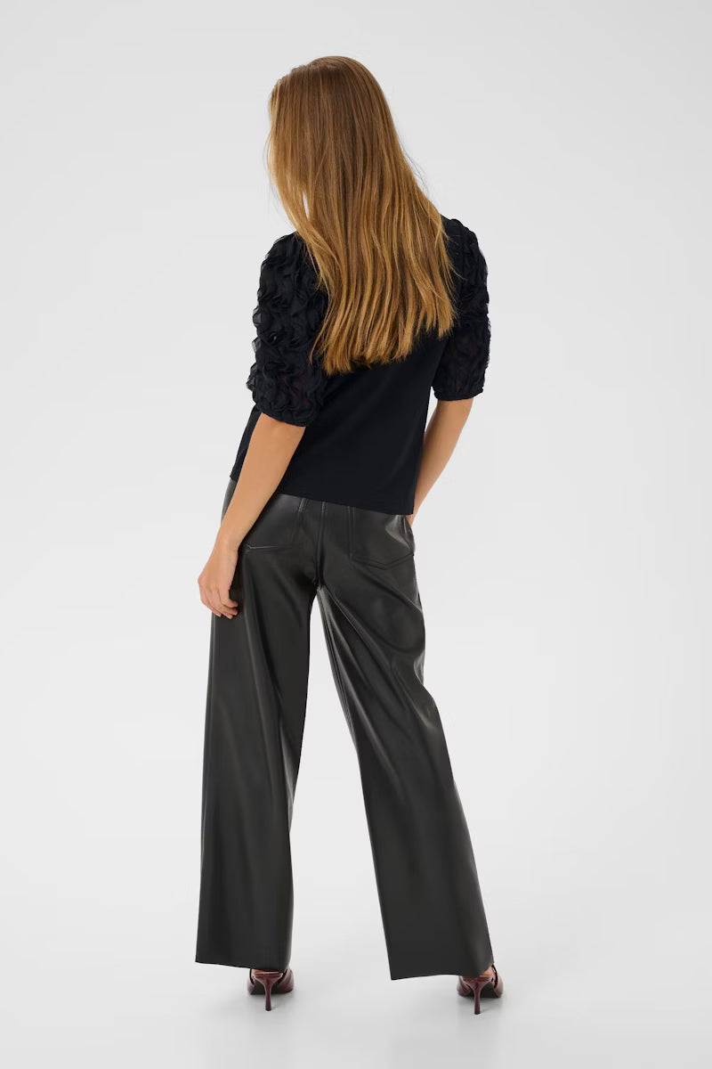 Black Puff Sleeve T Shirt