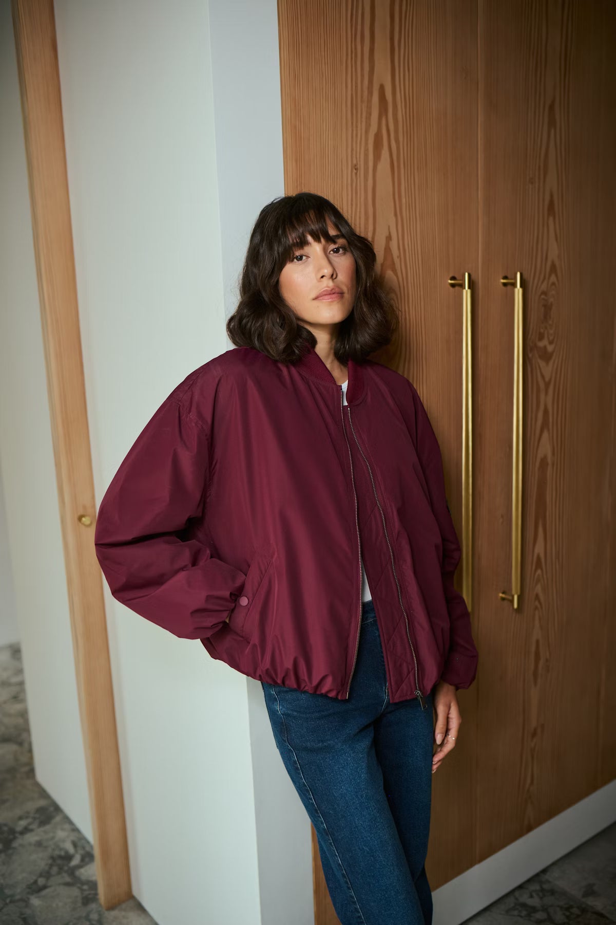 Wine Bomber Jacket