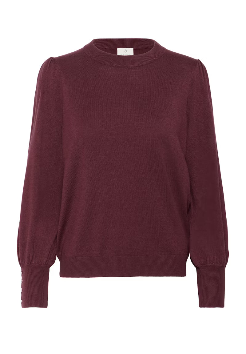 Wine Long Sleeve Fine Knit Jumper