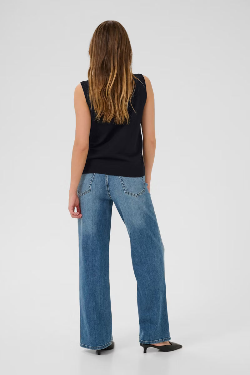 Fine Knit Tank Top - Black