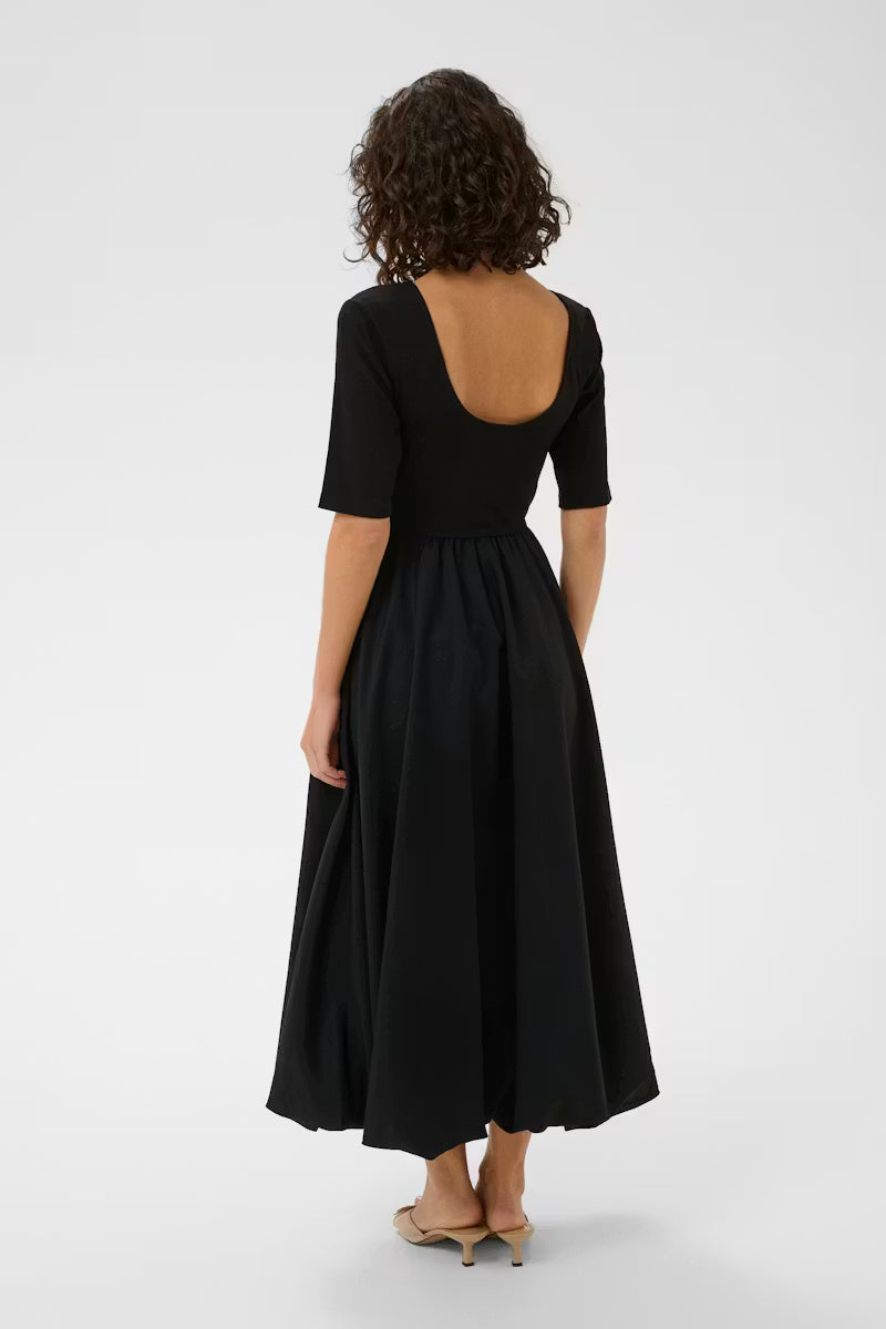Black Bubble Hem Maxi Dress