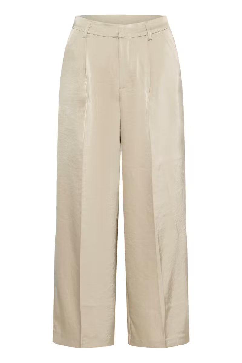 Champagne Satin Wide Leg Trouser