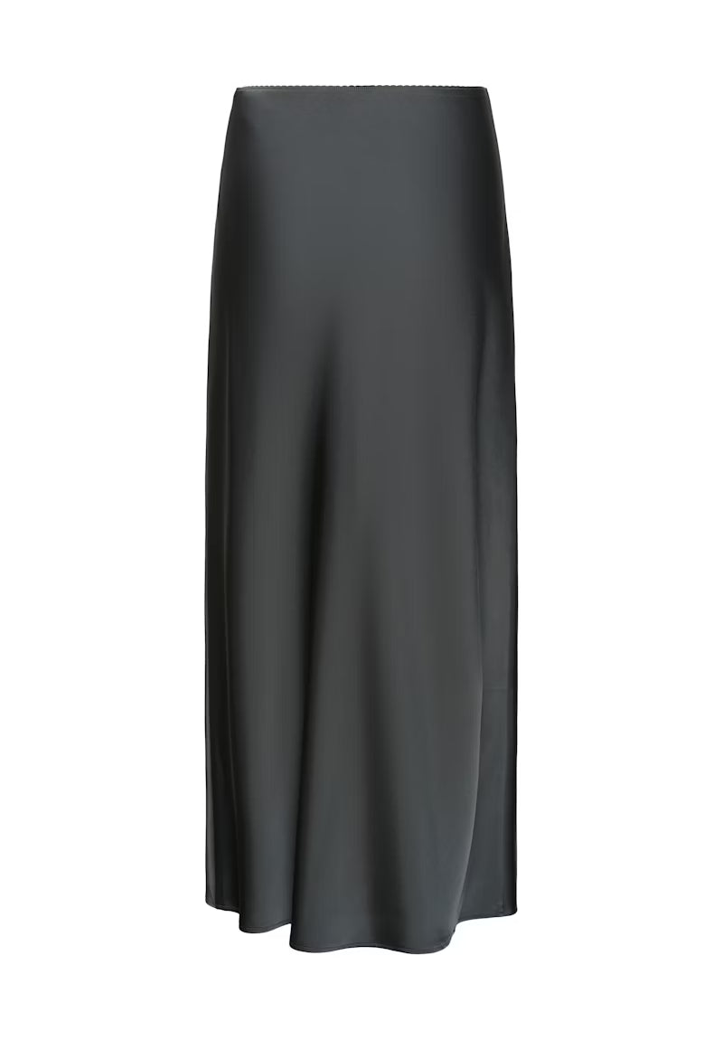 Satin Maxi Skirt - Gunmetal Grey