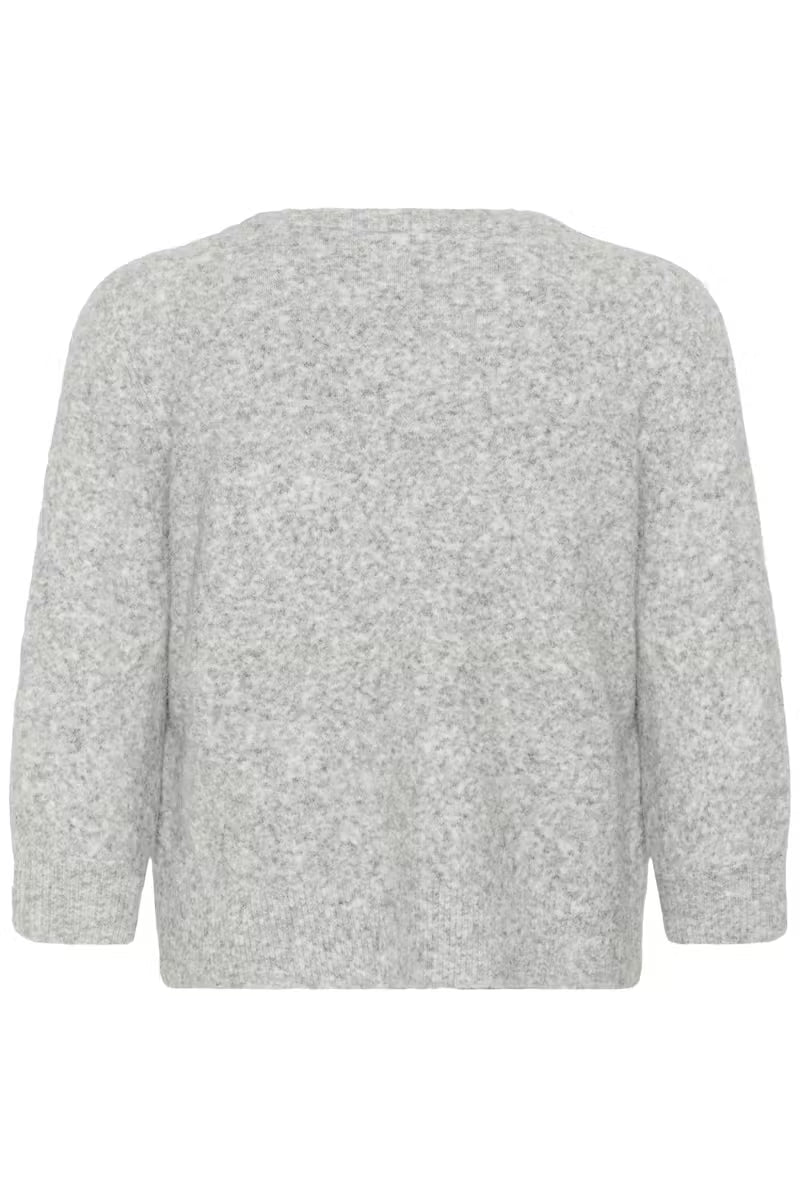 Elbow Length Embellished Round Neck Jumper - Wine, Marl Grey or Ivory