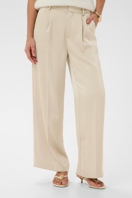 Champagne Satin Wide Leg Trouser