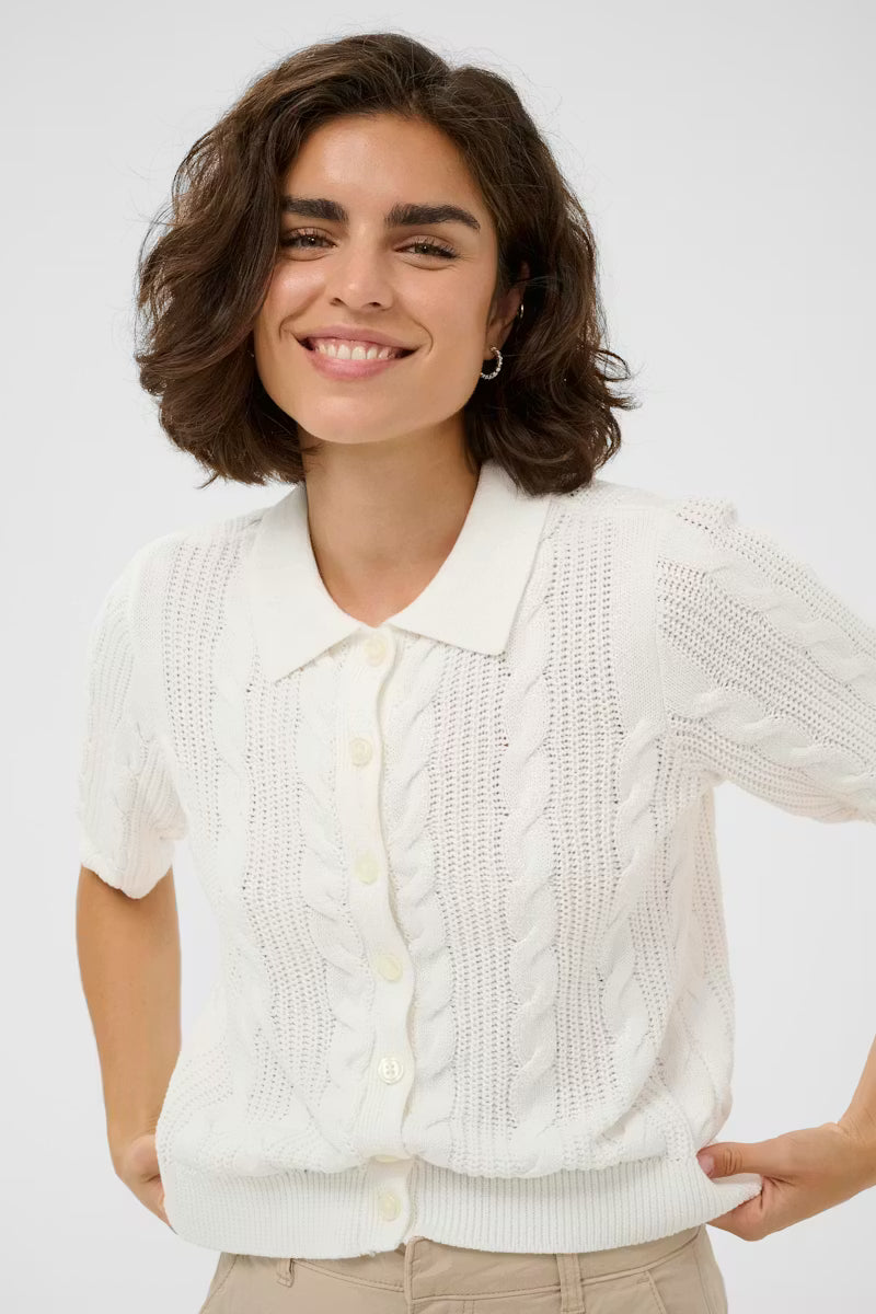 Short Sleeve Polo Jumper - Ivory