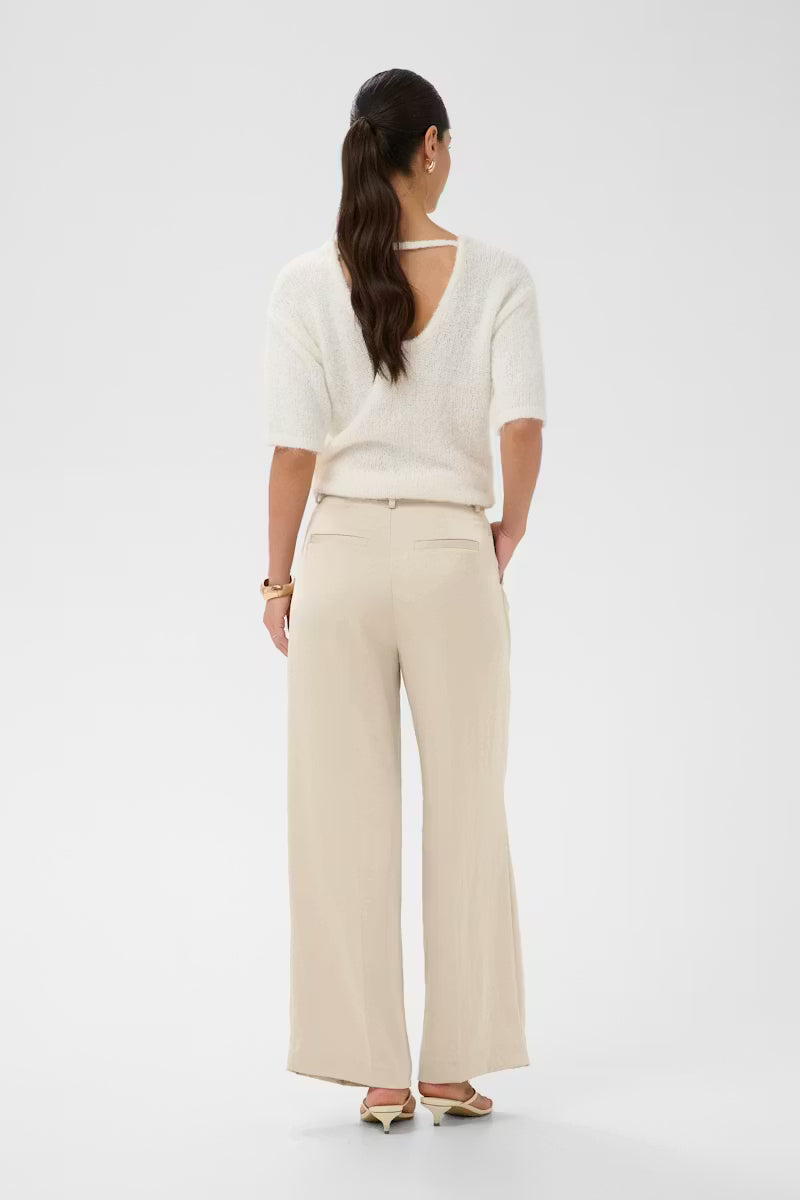 Champagne Satin Wide Leg Trouser
