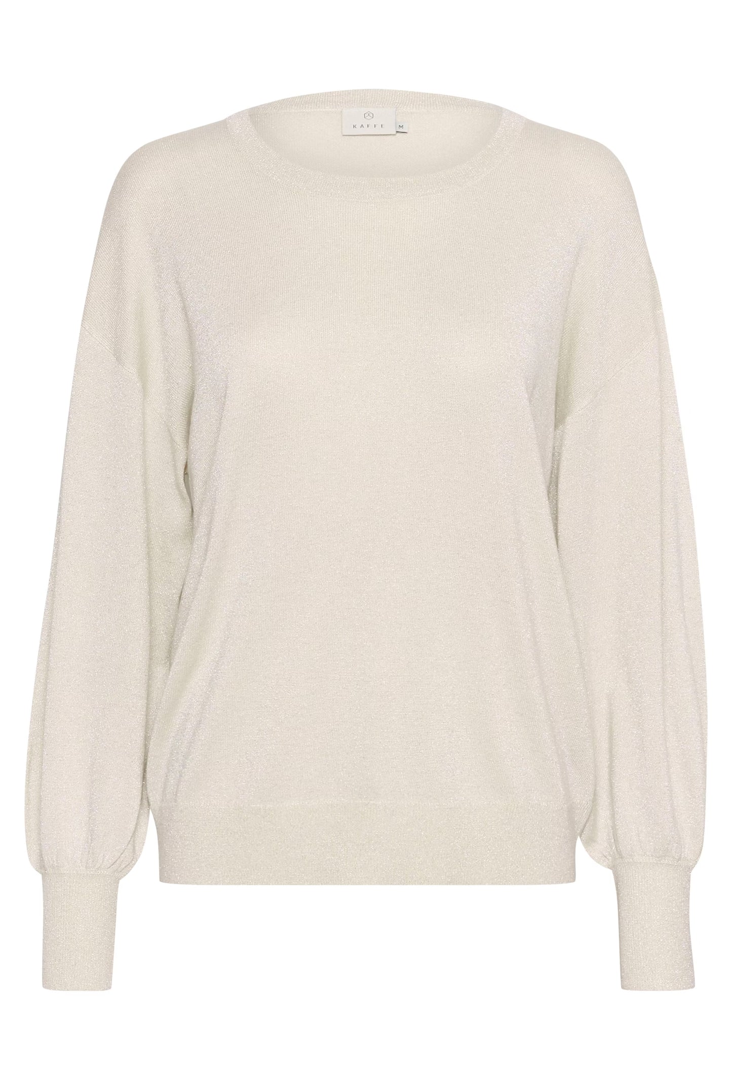 Metallic Thread Long Sleeve Fine Knit Jumper - Chalk / Silver / Red