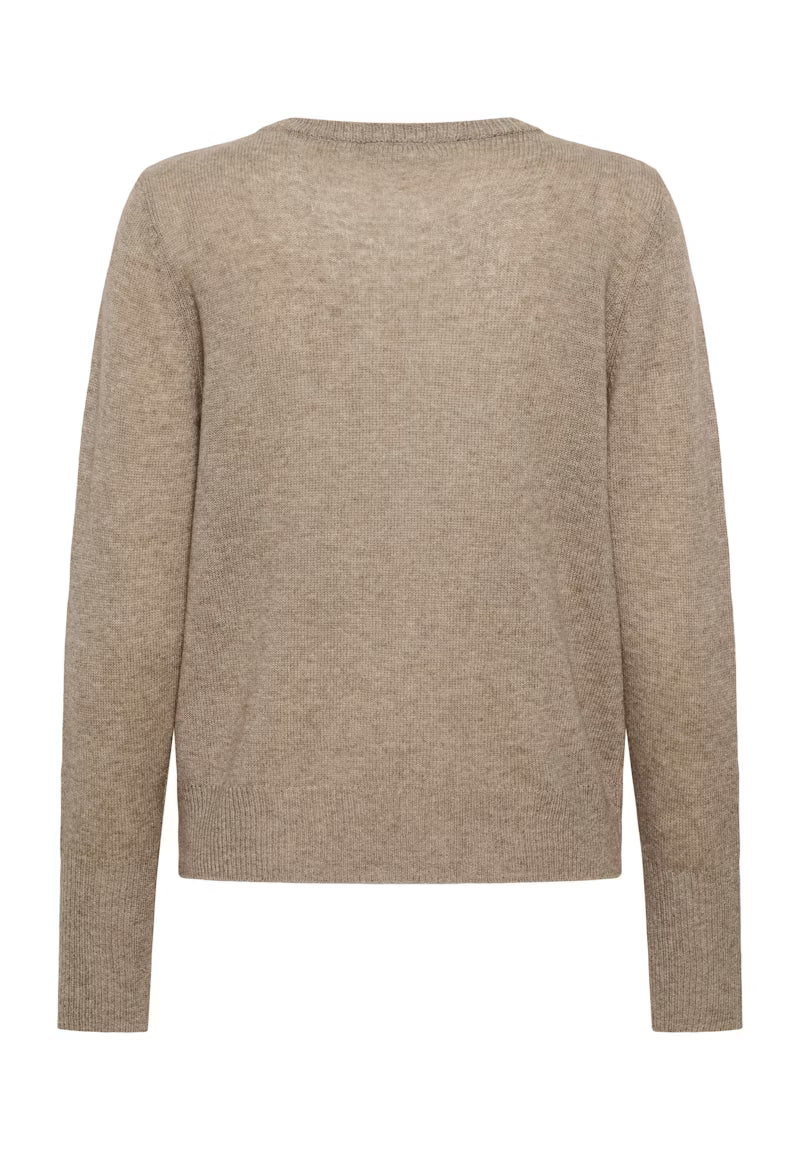 Beige Round Neck Long Sleeve Jumper - Wool & Cashmere