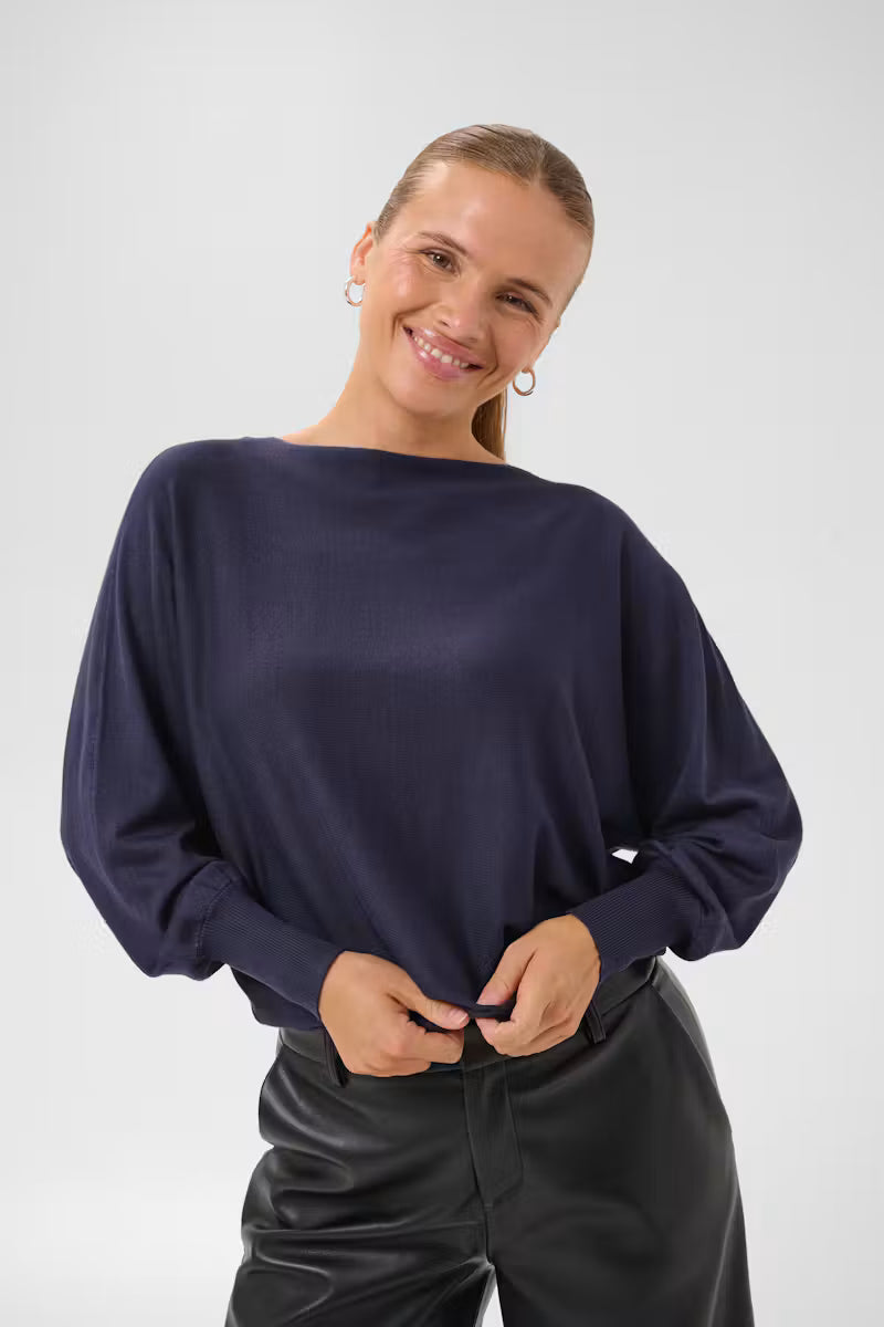 Fine Knit Batwing Jumper - Red, Beige or Blue