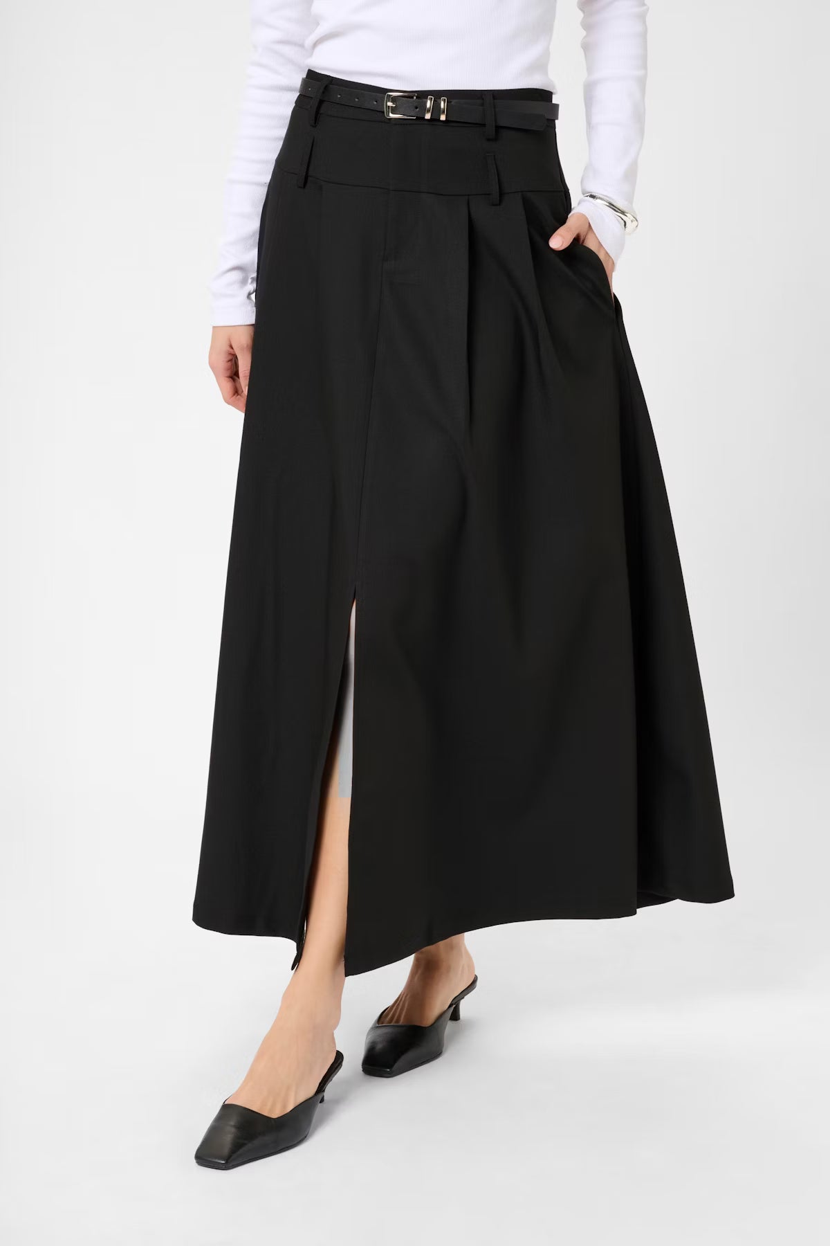 Black A-Line High Waisted Skirt