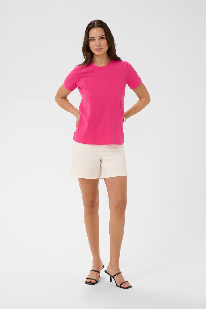 Short Sleeve T-Shirt - Blue, Cerise & Ivory