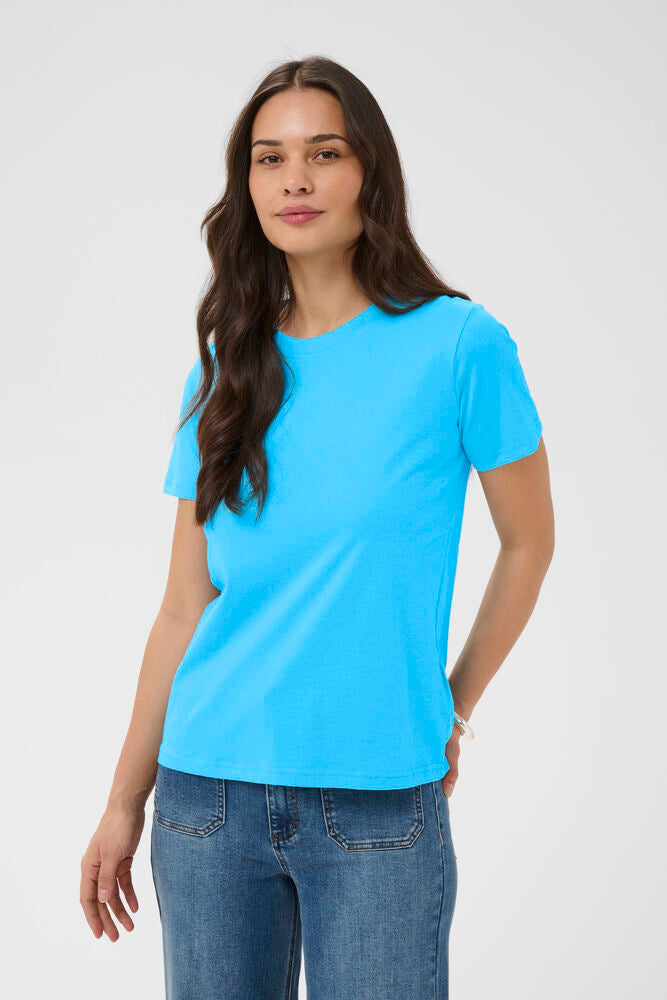Short Sleeve T-Shirt - Blue, Cerise & Ivory