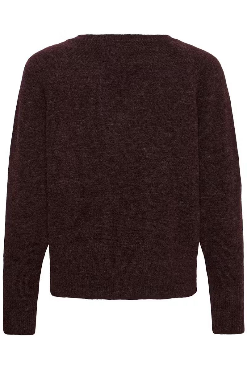 V Neck Long Sleeve Jumper - Wine or Charcoal