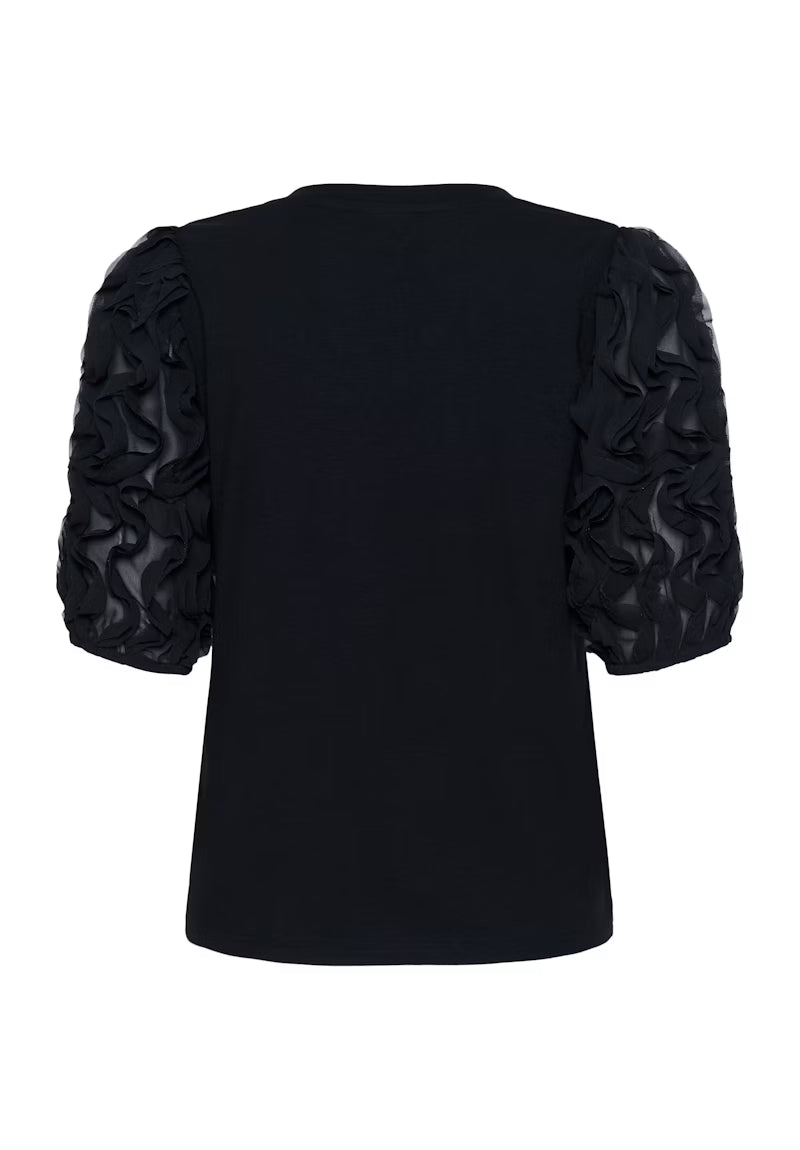 Black Puff Sleeve T Shirt