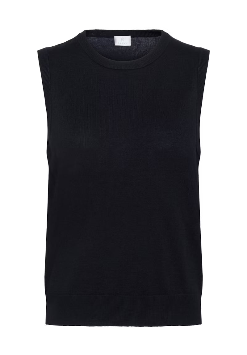 Fine Knit Tank Top - Black