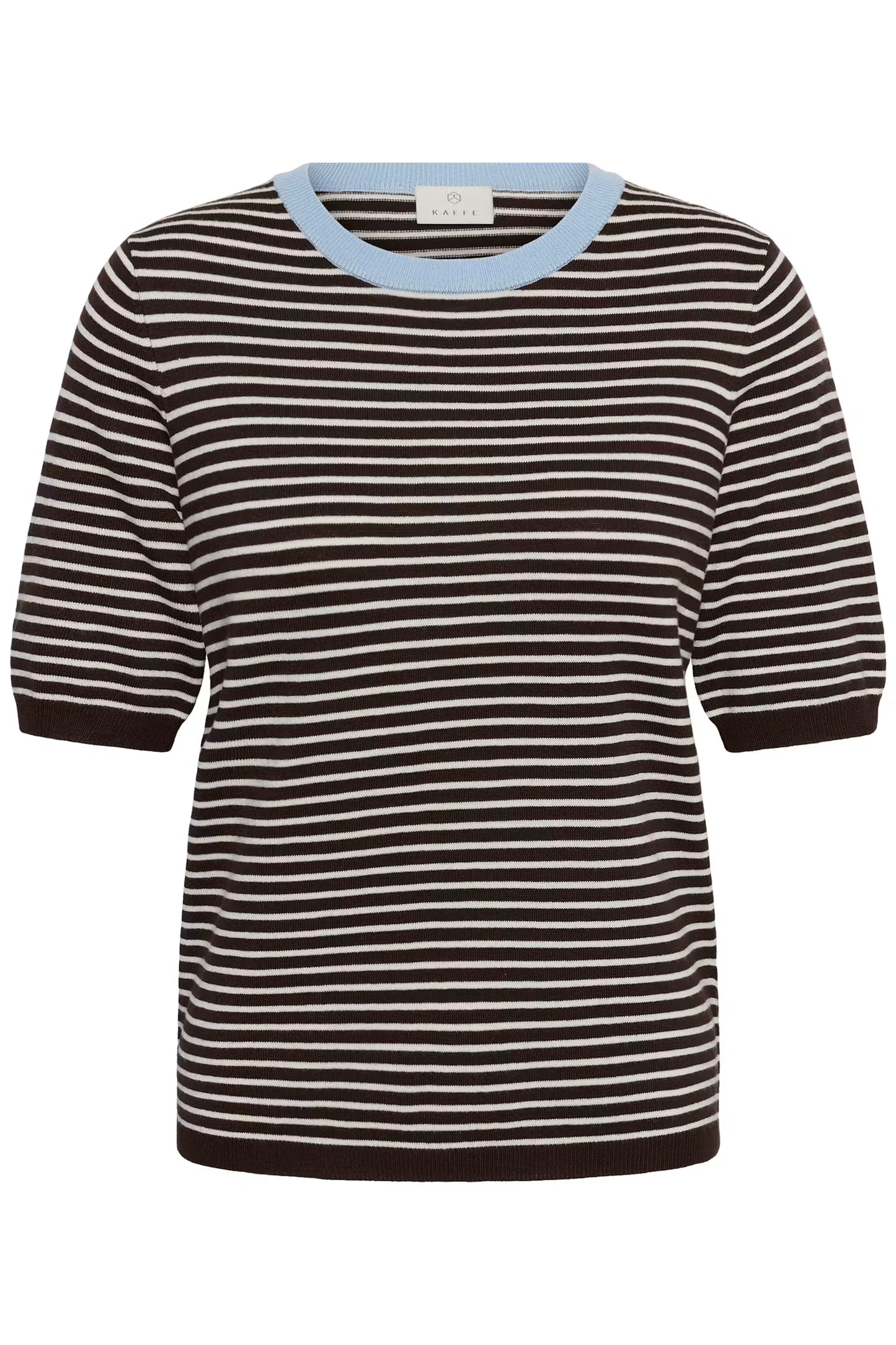 Black, White & Orange or Chocolate, Ivory & Baby Blue Short Sleeve Fine Knit Jumper