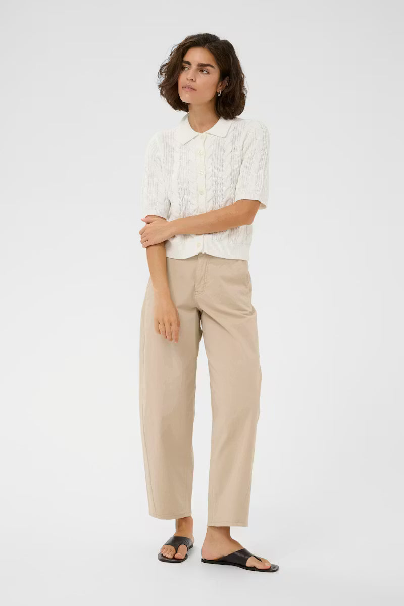 Short Sleeve Polo Jumper - Ivory