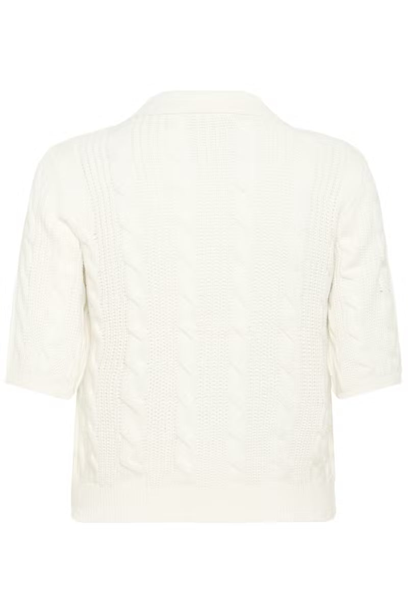 Short Sleeve Polo Jumper - Ivory