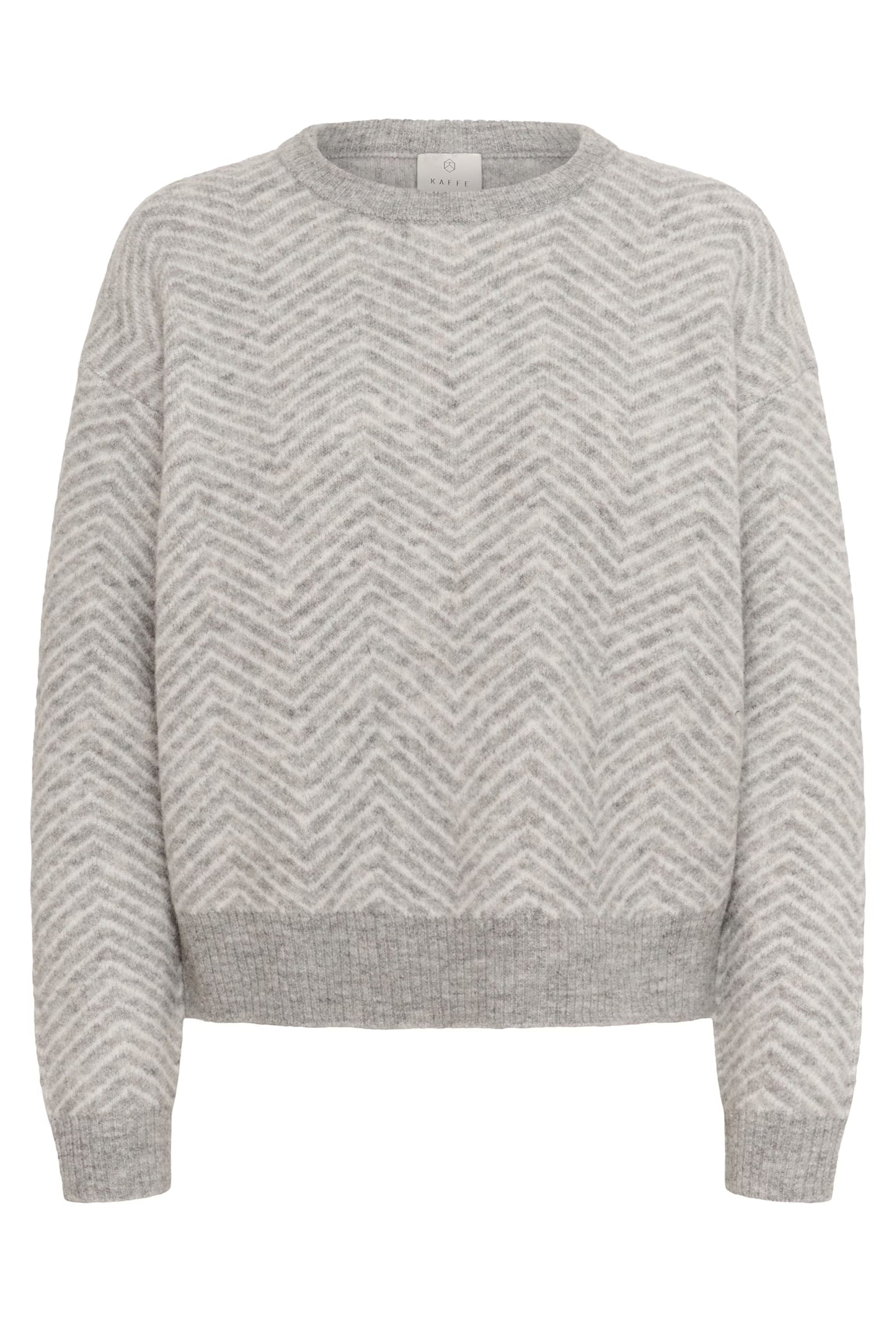 Grey & Ivory Round Neck Long Sleeve Jumper