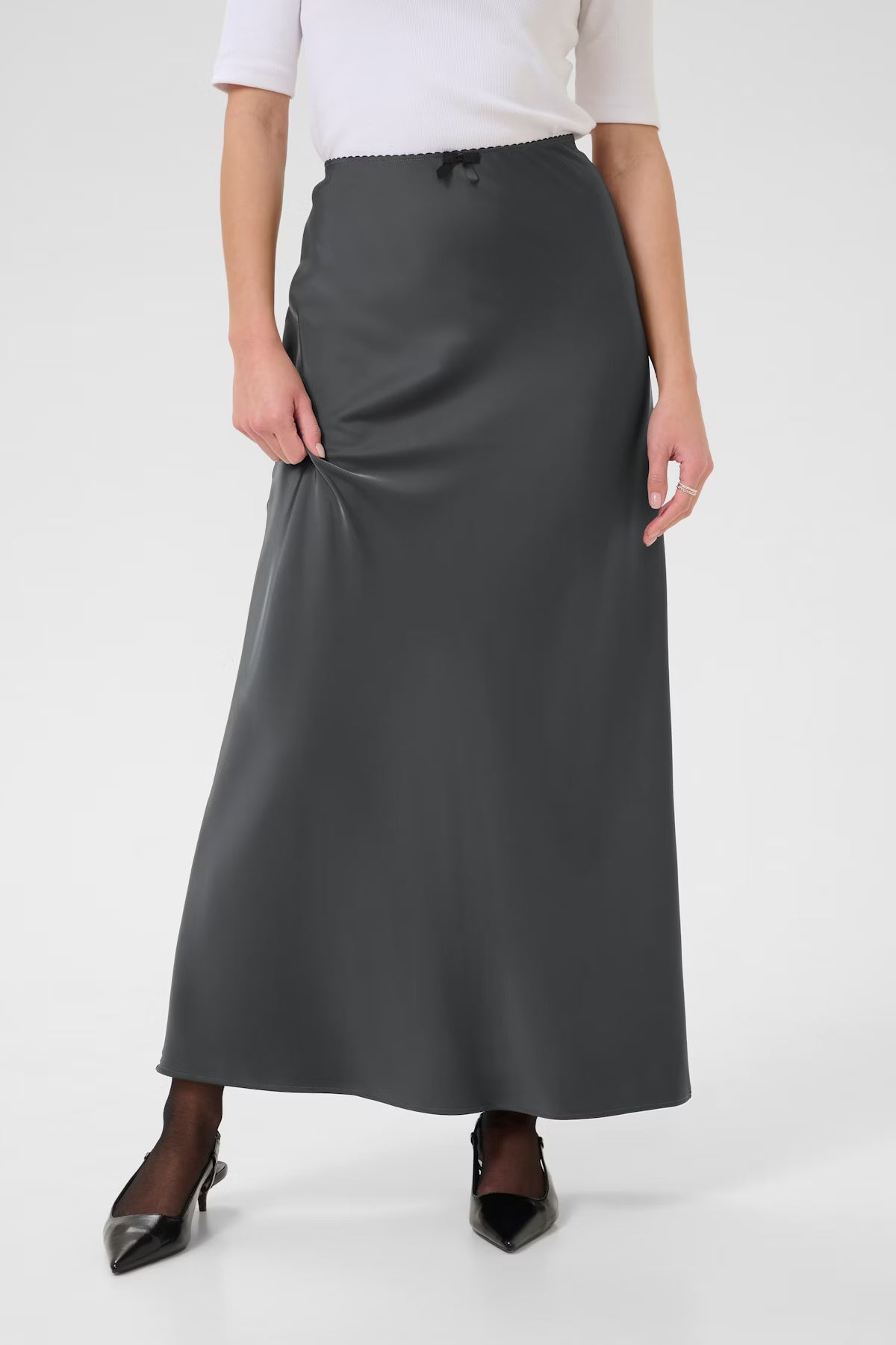 Satin Maxi Skirt - Gunmetal Grey