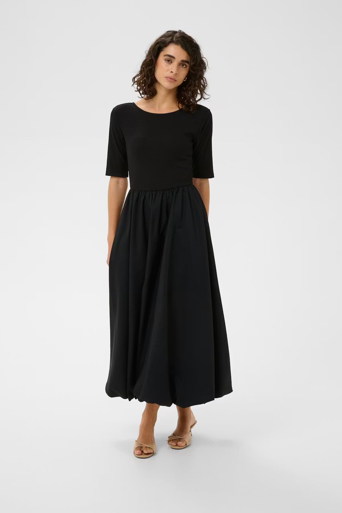 Black Bubble Hem Maxi Dress