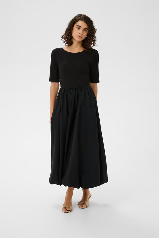 Black Bubble Hem Maxi Dress