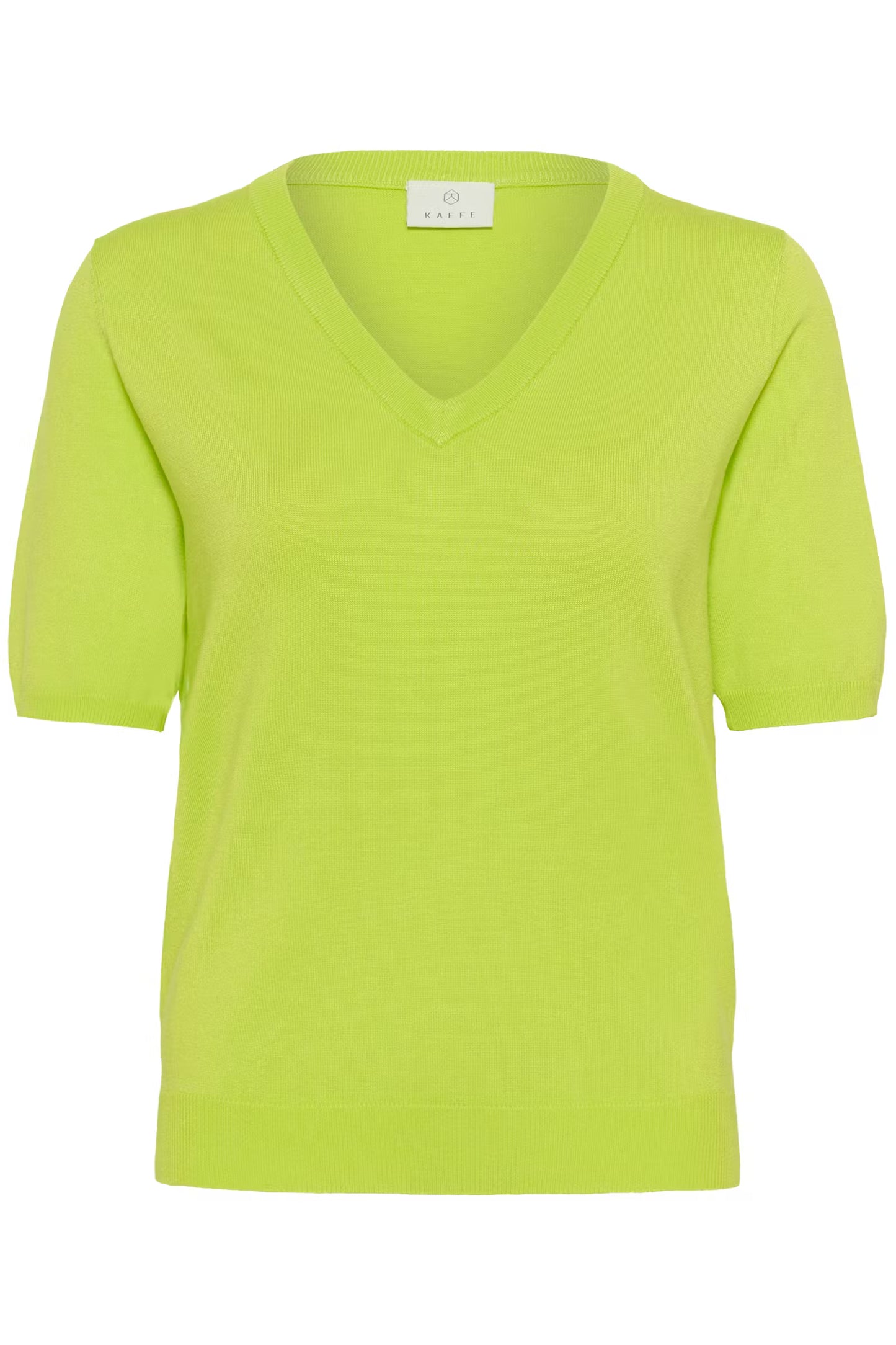 Lime Short Sleeve V Neck Fine Knit Jumper