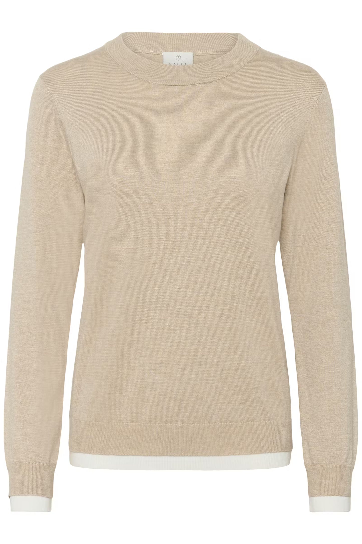 Fine Knit Contrast Pullover - Feather Grey