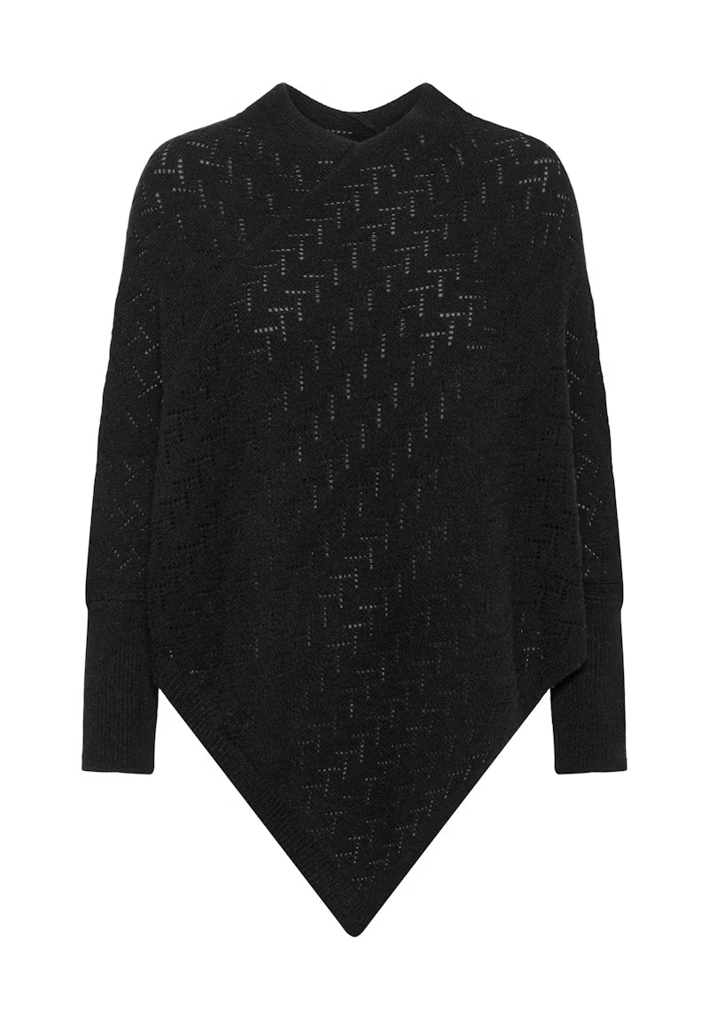 V Neck Long Sleeve Ponchco - Three Colours