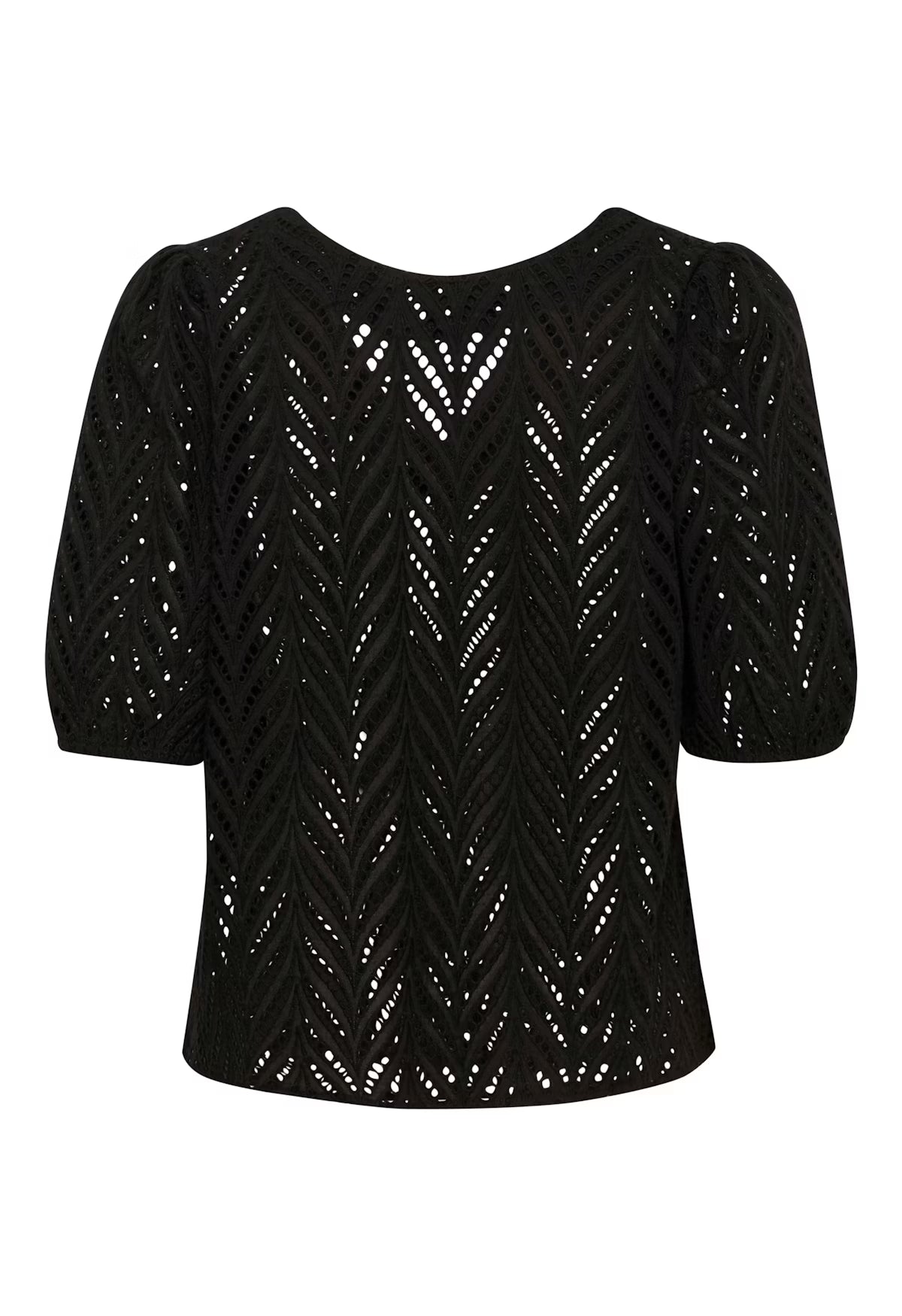 Chevron Patterned Puff Sleeve Blouse - Red or Black