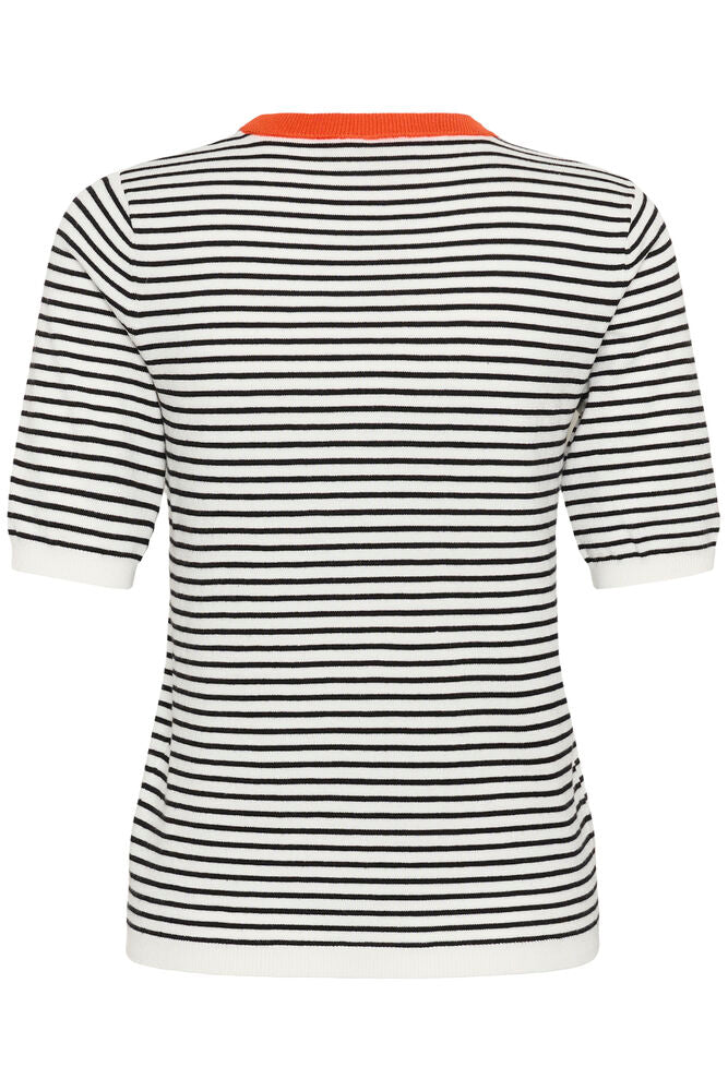 Black, White & Orange or Chocolate, Ivory & Baby Blue Short Sleeve Fine Knit Jumper