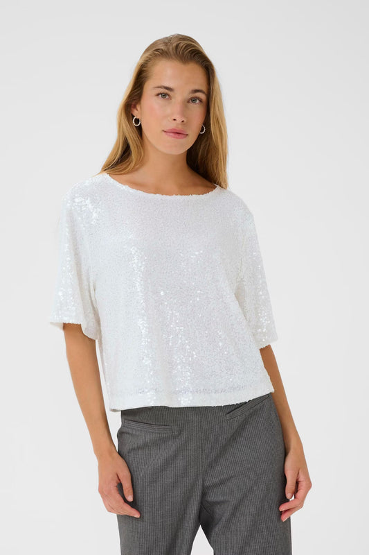 KAmiranda  Sequin Blouse - Chalk