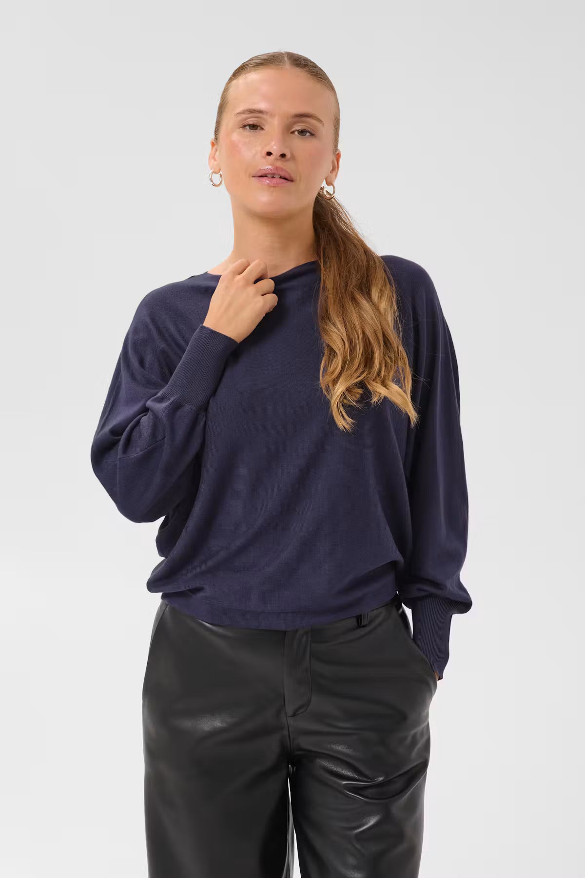Fine Knit Batwing Jumper - Red, Beige or Blue