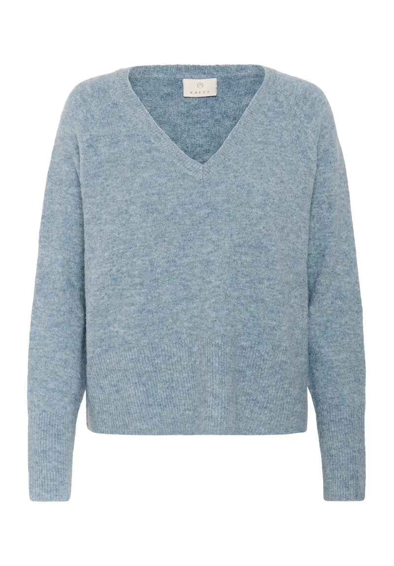V Neck Long Sleeve Jumper Blue