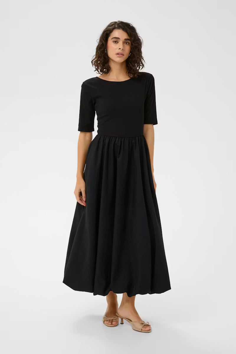 Black Bubble Hem Maxi Dress