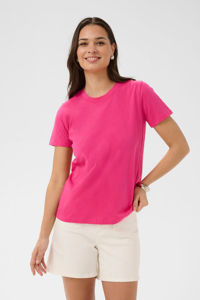 Short Sleeve T-Shirt - Blue, Cerise & Ivory