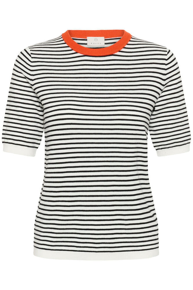 Black, White & Orange or Chocolate, Ivory & Baby Blue Short Sleeve Fine Knit Jumper