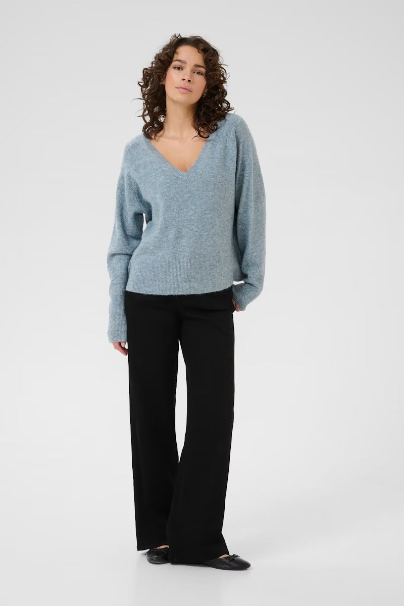 V Neck Long Sleeve Jumper Blue