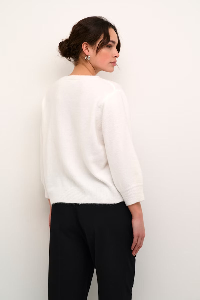 Ivory Embellished Round Neck Short Sleeve Jumper