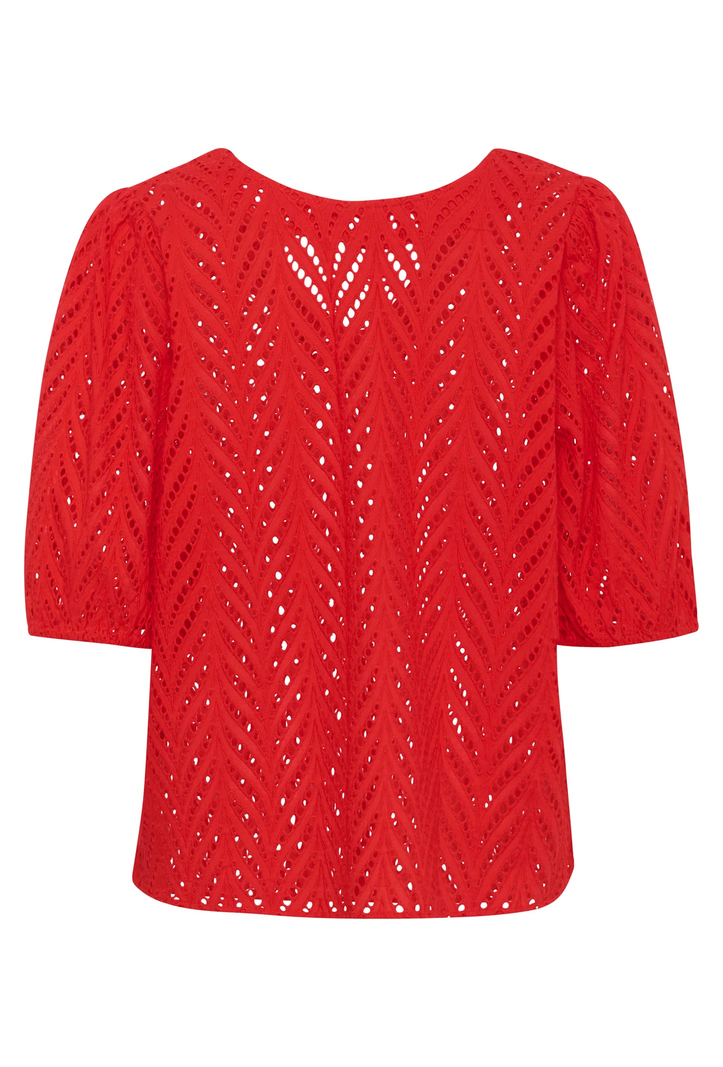 Chevron Patterned Puff Sleeve Blouse - Red or Black