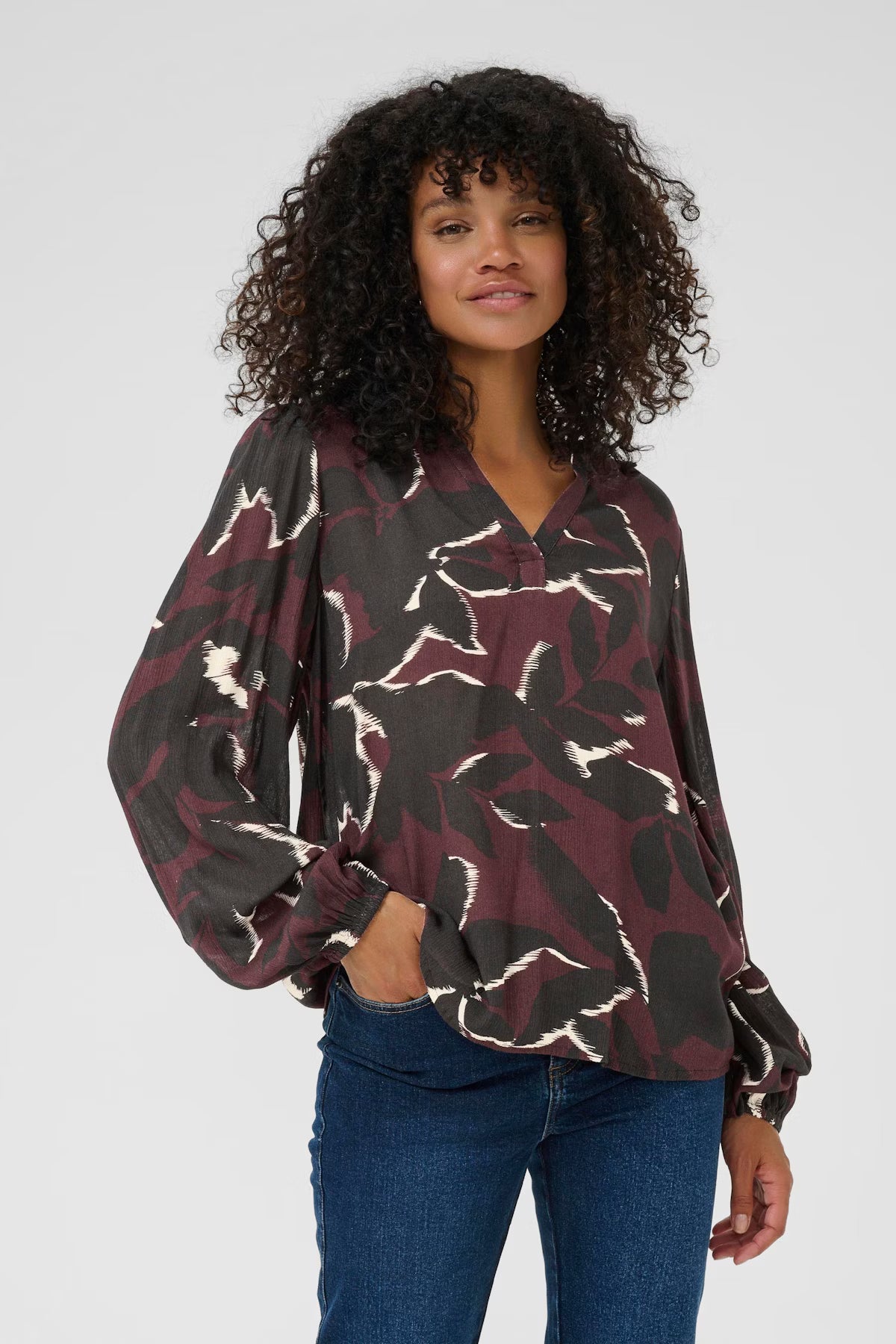 Wine Print Blouse