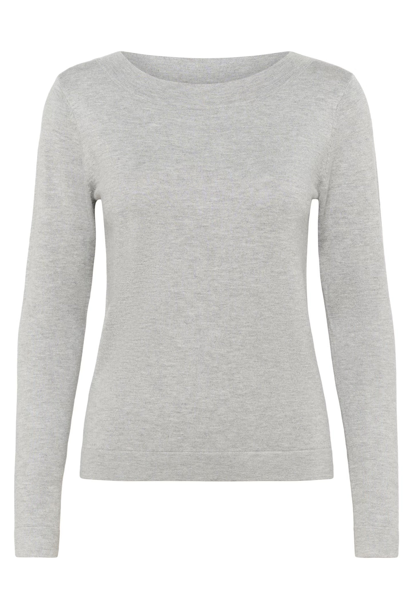 Boat Neck Long Sleeve Jumper Light Grey