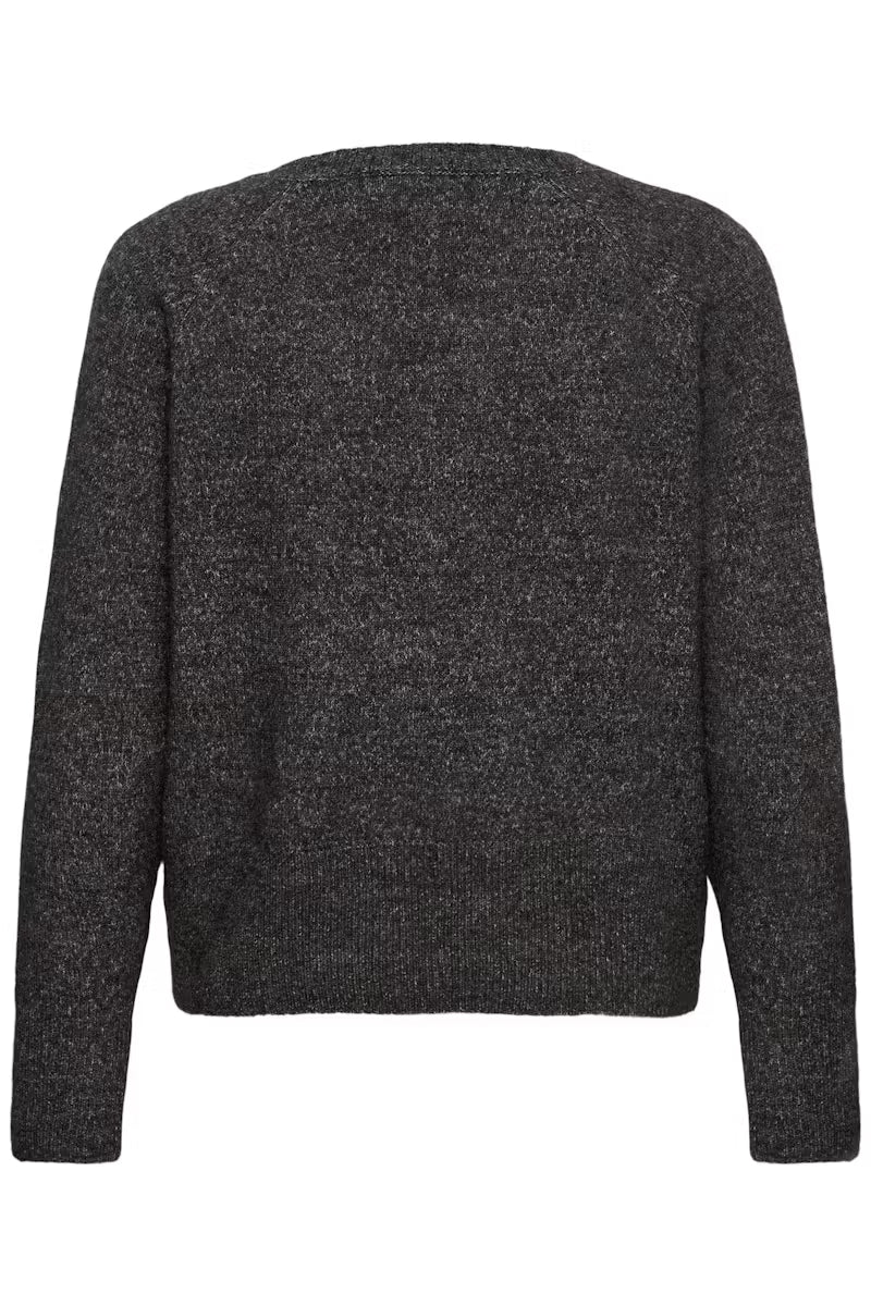 V Neck Long Sleeve Jumper - Wine or Charcoal