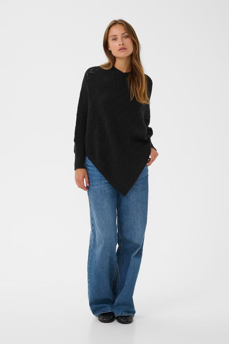 V Neck Long Sleeve Ponchco - Three Colours
