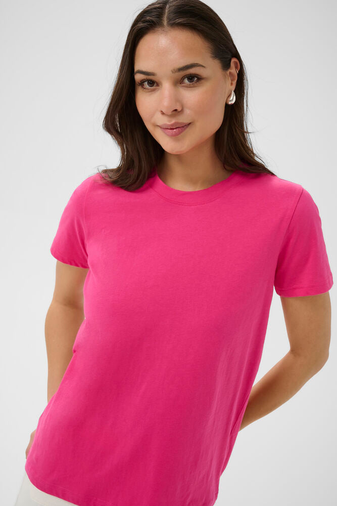 Short Sleeve T-Shirt - Blue, Cerise & Ivory