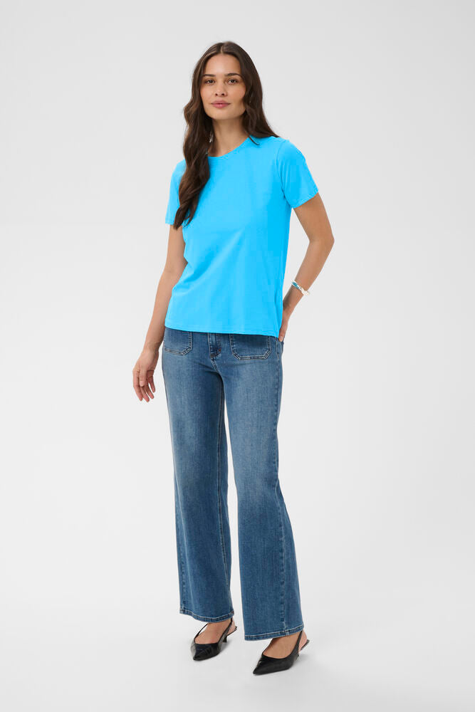 Short Sleeve T-Shirt - Blue, Cerise & Ivory