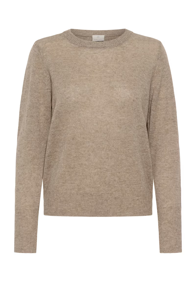 Beige Round Neck Long Sleeve Jumper - Wool & Cashmere